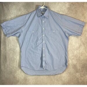 Turnbull & Asser Shirt Mens Large Blue Short Sleeve Button Up Preppy Casual
